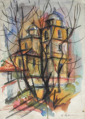 Трошин Николай Степанович. Деревья перед храмом